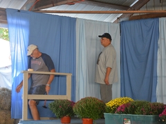 Supervising the backdrop hanging
