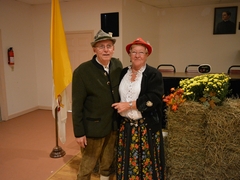 Dressed in traditional Bavarian garb